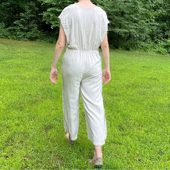 VERY J natural/tan/beige/cream linen jumpsuit, M. - Picture 4 of 8